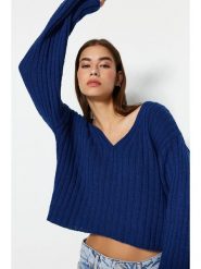 Trendyol Sweter w kolorze granatowym rozmiar: M. Niebieskie swetry klasyczne damskie Trendyol, m, z wełny, bez kołnierzyka. Za 56.99 zł.