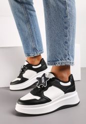 Czarne Sneakersy na Platformie z Odpinaną Gwiazdką Ekaria. Czarne obuwie sportowe damskie Renee, bez zapięcia. Za 99.99 zł.