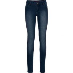 Dżinsy SKINNY bonprix ciemny denim. Niebieskie jeansy damskie bonprix, z denimu. Za 59.99 zł.