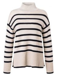 Maerz Muenchen Wełniany sweter w kolorze biało-czarnym rozmiar: 44. Białe swetry klasyczne damskie Maerz Muenchen, z wełny, bez kołnierzyka. Za 339.99 zł.