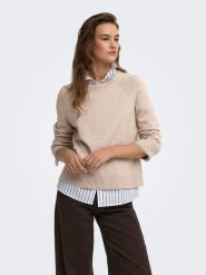 ONLY Sweter w kolorze beżowym rozmiar: S. Brązowe swetry klasyczne damskie Only, s, bez kołnierzyka. Za 89.95 zł.