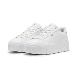 Damskie skórzane sneakersy Karmen II PUMA White Silver Metallic. Białe obuwie sportowe damskie Puma, z materiału, bez zapięcia, trekkingowe. W wyprzedaży za 234.00 zł.