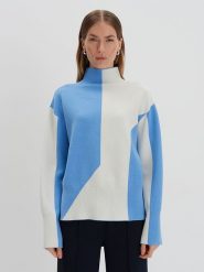 Someday Sweter "Tamiela" w kolorze błękitno-białym rozmiar: 42. Białe swetry klasyczne damskie someday., bez kołnierzyka. Za 251.45 zł.