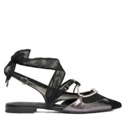 Czółenka PINKO. Czarne czółenka damskie Pinko, bez wzorów, bez obcasa. Za 1,079.00 zł.