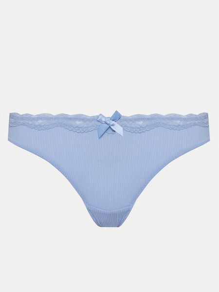 Hunkemöller Stringi Lola 300923 Błękitny. Niebieskie stringi Hunkemöller, bez wzorów, z syntetyku. Za 39.99 zł.