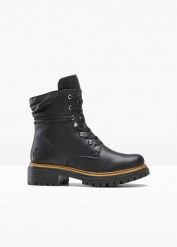 Kozaki sznurowane Rieker. Czarne kozaki damskie bonprix, bez obcasa, bez zapięcia. Za 329.99 zł.