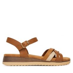 Sandały Lasocki. Brązowe sandały damskie Lasocki, bez wzorów, bez obcasa, na koturnie, bez zapięcia. Za 159.99 zł.
