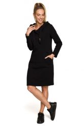 Sukienka sportowa jak długa bluza z kapturem czarna bawełna premium. Czarne bluzy damskie MOE, s, bez wzorów, z bawełny, z kapturem. Za 359.00 zł.