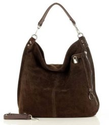 Torebka worek brązowy GENUINE LEATHER s92r. Brązowe shopper bag z jeansu, na ramię, duże, zdobione, bez dodatków. Za 379.05 zł.