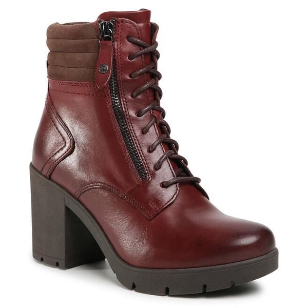 Trzewiki Lasocki. Czerwone botki damskie Lasocki, bez obcasa, na słupku, bez zapięcia. Za 134.99 zł.