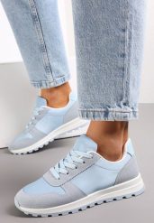 Niebieskie Sznurowane Sneakersy na Płaskiej Podeszwie z Wycięciami i Wstawkami Zaylynn. Niebieskie obuwie sportowe casual damskie Renee, ze skóry, bez zapięcia. Za 44.99 zł.