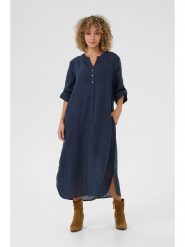Kaffe Lniana sukienka w kolorze granatowym rozmiar: XS. Niebieskie sukienki damskie Kaffe, bez wzorów, ze lnu, bez ramiączek. Za 173.99 zł.