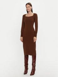 Luisa Spagnoli Sukienka dzianinowa Mandola 58510 Brązowy Regular Fit. Brązowe sukienki damskie Luisa Spagnoli, bez wzorów, z dzianiny, bez ramiączek. Za 809.99 zł.