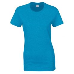 Koszulka Damska Heather Heavy. Niebieskie bluzki damskie GILDAN, xl, bez wzorów, sportowe, bez kołnierzyka, bez ramiączek. Za 35.99 zł.