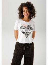 Aniston Koszulka w kolorze białym rozmiar: 46. Białe koszulki damskie Aniston, bez wzorów, bez kołnierzyka, bez ramiączek. Za 41.39 zł.