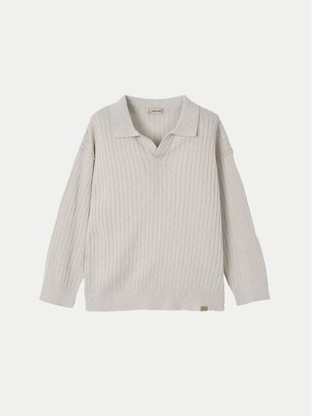 Mayoral Sweter 3367 Beżowy Regular Fit. Brązowe swetry chłopięce Mayoral, z bawełny, bez kołnierzyka. Za 79.99 zł.