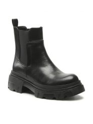 Jenny Fairy Sztyblety WS9186-01 Czarny. Czarne botki damskie Jenny Fairy, ze skóry, bez obcasa, na płaskiej podeszwie, bez zapięcia. Za 101.98 zł.