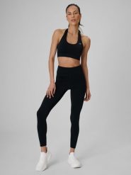 4F Legginsy treningowe szybkoschnące damskie - czarne S. Czarne legginsy damskie 4F, s, bez wzorów, z materiału. W wyprzedaży za 119.99 zł.