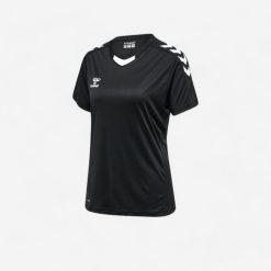 Koszulka do piłki ręcznej damska Hummel Core XK. Czarne bluzki damskie Hummel, s, bez wzorów, z materiału, sportowe, bez kołnierzyka, bez ramiączek. Za 109.99 zł.