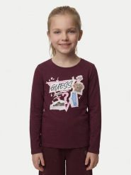 Guess Bluzka J6YI01 K3664 Bordowy Regular Fit. Czerwone bluzki i koszule dziewczęce Guess, z aplikacjami, z bawełny, bez kołnierzyka, bez ramiączek. Za 94.99 zł.