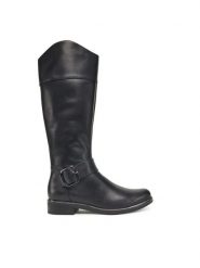 Caprice Oficerki 9-25517-45 Czarny. Czarne kozaki damskie Caprice, ze skóry, bez obcasa, na płaskiej podeszwie, bez zapięcia. Za 739.99 zł.