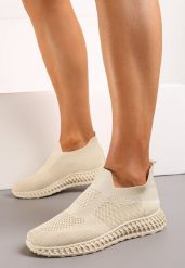 Beżowe Buty Sportowe Khlorestra. Brązowe obuwie sportowe casual damskie Born2be, z jeansu. Za 49.99 zł.