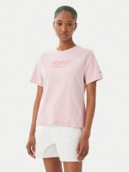 Tommy Hilfiger T-Shirt Logo Interlock WW0WW48707 Różowy jasny Regular Fit. Czerwone t-shirty damskie Tommy Hilfiger, xl, bez wzorów, z bawełny, bez kołnierzyka. Za 209.99 zł.
