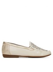 Rieker Mokasyny CEO-L6350-60 Beżowy jasny. Brązowe mokasyny damskie Rieker, ze skóry, bez obcasa. Za 299.99 zł.