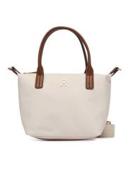 Tommy Hilfiger Torebka Popette Mini Tote AW0AW17709 Écru. Torebki klasyczne damskie Tommy Hilfiger, z materiału, bez dodatków. Za 369.99 zł.