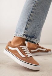 Brązowe Tenisówki Trampki z Niską Cholewką Ozdobione Geometrycznym Wzorem Wioressa. Brązowe obuwie sportowe damskie Renee, bez wzorów, z jeansu, przed kostkę, bez zapięcia. Za 69.99 zł.