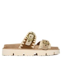 Klapki Mou. Brązowe klapki damskie Mou, bez wzorów, bez obcasa, bez zapięcia. Za 899.99 zł.