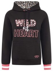 Zwillingsherz Bluza "Wild At Hearts" w kolorze jasnoróżowo-czarnym rozmiar: M. Czarne bluzy damskie Zwillingsherz, m, bez wzorów, z kapturem. Za 226.45 zł.