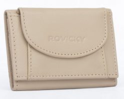 Portfel damski Rovicky R-21-LFN beżowy. Brązowe portfele damskie ROVICKY, bez wzorów, ze skóry. Za 45.00 zł.