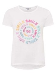 Zwillingsherz Koszulka "Smile" w kolorze białym rozmiar: L. Białe bluzki damskie Zwillingsherz, l, bez wzorów, bez kołnierzyka, bez ramiączek. Za 84.95 zł.