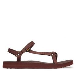 Sandały Teva. Czerwone sandały damskie Teva, bez wzorów, bez obcasa, na płaskiej podeszwie, bez zapięcia. Za 299.99 zł.