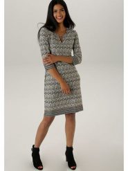 Aniston Sukienka w kolorze czarno-kremowym rozmiar: 46. Brązowe sukienki damskie Aniston, bez wzorów, bez ramiączek. Za 70.08 zł.