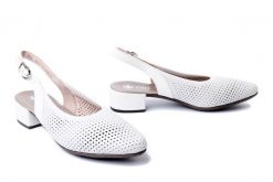 RIEKER 47066-80 white, czółenka damskie. Białe czółenka damskie Rieker, w ażurowe wzory, bez obcasa, na obcasie. Za 271.92 zł.