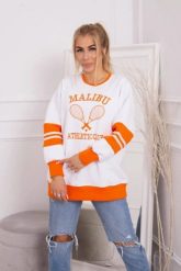 Bluza ocieplana Malibu biały+pomarańczowy. Białe bluzy damskie KESI, l, bez wzorów, z bawełny, bez kaptura. Za 218.51 zł.