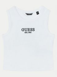 Guess Top J4YI16 KBZP4 Biały Regular Fit. Białe koszulki i t-shirty dziewczęce Guess, z aplikacjami, z bawełny, bez kołnierzyka, bez ramiączek. Za 59.99 zł.