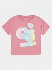 Guess T-Shirt K4RI28 K8HM0 Różowy Boxy Fit. Czerwone koszulki i t-shirty dziewczęce Guess, z aplikacjami, z bawełny, bez kołnierzyka, bez ramiączek. Za 109.99 zł.