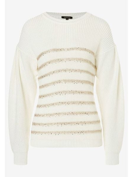 More & More Sweter w kolorze kremowym rozmiar: 42. Brązowe swetry klasyczne damskie More & More, prążkowane, bez kołnierzyka. Za 104.64 zł.