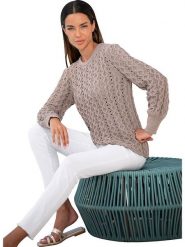 Heine Sweter w kolorze szarobrązowym rozmiar: 38. Brązowe swetry klasyczne damskie Heine, bez kołnierzyka. Za 65.85 zł.