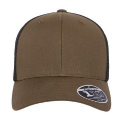 Siatkowa Czapka Z Daszkiem Z Recyklingu. Zielone czapki z daszkiem damskie FLEXFIT, bez wzorów. Za 88.99 zł.