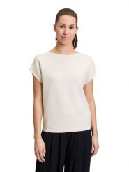 CARTOON Koszulka w kolorze kremowym rozmiar: 40. Brązowe bluzki damskie Cartoon, bez wzorów, bez kołnierzyka, bez ramiączek. Za 82.99 zł.