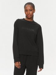 Calvin Klein Bluza 000QS7154E Czarny Regular Fit. Czarne bluzy damskie Calvin Klein, xl, bez wzorów, z bawełny, bez kaptura. Za 239.99 zł.