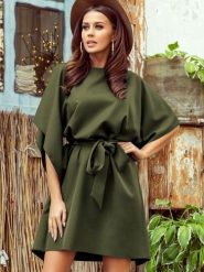 Sukienka Model Sofia 287-13 Khaki - Numoco. Brązowe sukienki damskie NUMOCO, bez wzorów, z elastanu, bez ramiączek. Za 236.16 zł.