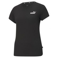 Koszulka fitness damska Puma ESS Small Logo Tee. Czarne koszulki damskie Puma, s, bez wzorów, z bawełny, bez kołnierzyka, bez ramiączek. W wyprzedaży za 74.90 zł.