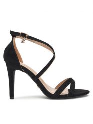 DeeZee Sandały AL0607-1 Czarny. Czarne sandały damskie DeeZee, bez wzorów, z materiału, bez obcasa, na szpilce, bez zapięcia. Za 139.99 zł.