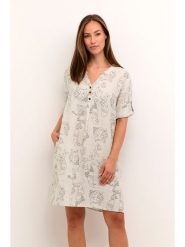 Kaffe Lniana sukienka w kolorze beżowym rozmiar: XS. Brązowe sukienki damskie Kaffe, bez wzorów, ze lnu, bez ramiączek. Za 165.99 zł.