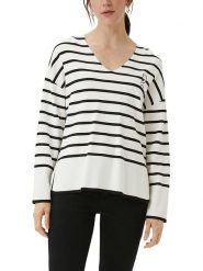 S.Oliver Sweter w kolorze biało-czarnym rozmiar: 34. Białe swetry klasyczne damskie S.Oliver, s, bez kołnierzyka. Za 152.99 zł.